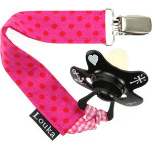 Louka Speenkoord fuchsia met rode stip - speenketting