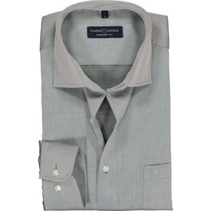 CASA MODA comfort fit overhemd - mouwlengte 7 - twill - grijs - Strijkvrij - Boordmaat: 50