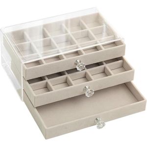 Sieradenopslag lade 3 tray groot helder acryl organizer juwelendoos stapelbaar opbergdoos verwisselbare koffer (wit)