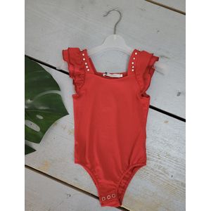 Body rib meiden meisjes rood studs maat 2/2Y kleding