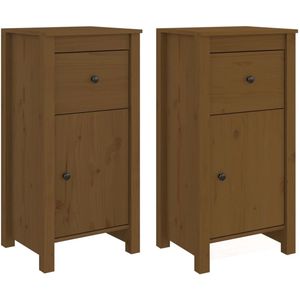 vidaXL Dressoirs 2 st 40x35x80 cm massief grenenhout honingbruin