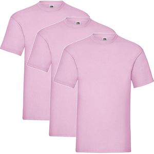 3 Pack Shirts Fruit of the Loom Ronde Hals Maat L Valueweight Roze