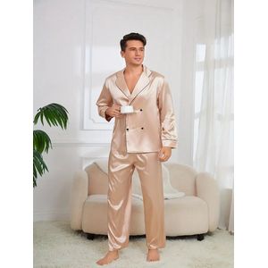 pyjama set heren champagne satijn nachtmode goedkoop mannen