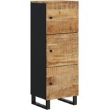 vidaXL - Hoge - kast - met - 3 - deuren - 40x33x110 - cm - massief - mangohout - en - ijzer