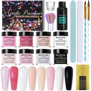 Yermin beauty- Acryl Nagels Starterspakket - Wit, licht Roze, roze, donker roze, beige, licht beige zwart, Transparant, - Professionele Kunstnagels