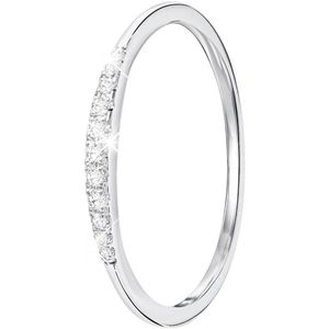 Lucardi Dames Ring met 11 diamanten (0,06ct) - Ring - Cadeau - Moederdag - 14 Karaat Goud - Witgoud