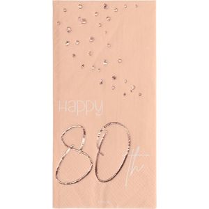 Folat - Servetten 80 jaar Elegant Lush Blush (10 stuks) - 33 x 33 cm