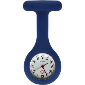 Fako® - Verpleegstershorloge - Zusterhorloge - Verpleegster Horloge - Siliconen RVS Uni - Donkerblauw