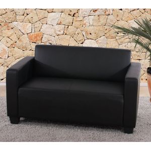 Modulaire 2-zits bank Lyon loungebank kunstleer 136cm ~ zwart