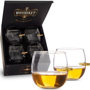 Whisiskey - Whiskey Bullet Egg glazen - 4 whiskey Glazen - Whiskey glazen set - 285ml - Waterglazen - Drinkglazen - Glas - Cadeau voor Man & Vrouw