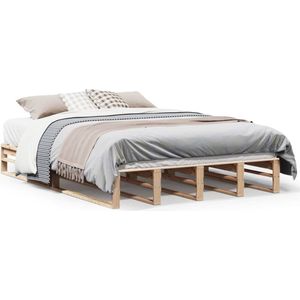 vidaXL - Bedframe - zonder - matras - massief - grenenhout - 135x190 - cm