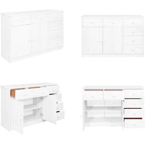 vidaXL Dressoir met 6 lades 113x35x73 cm massief grenenhout wit - Dressoir - Dressoirs - Kast - Kasten