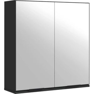 vidaXL - Badkamerkast - met - spiegel - 64x20x67 - cm - bewerkt - hout - zwart