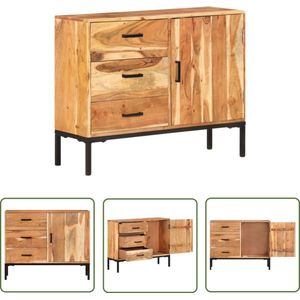 The Living Store Dressoir 88x30x73 cm massief acaciahout - Dressoir - Commode - Meubilair - Salontafel - Woonkamermeubelen
