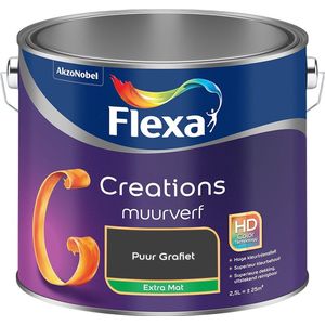 Flexa - Creations Muurverf Extra Mat - Puur Grafiet - Mengverf - 2.5 Liter