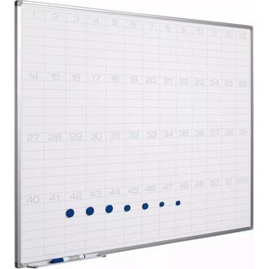 Whiteboard PRO Estes - Emaille staal - Weekplanner - Maandplanner - Jaarplanner - Magnetisch - Wit - 90x120cm