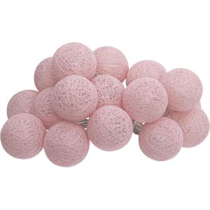 Atmosphera LED Feestverlichting Folk balletjes roze - Lichtslingers katoen - Cotton ball - 16 Ballen - Dia 3.5 cm - Guirlande