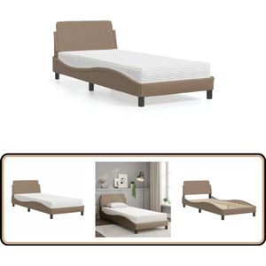 vidaXL Bed met matras kunstleer cappuccinokleurig 90x200 cm