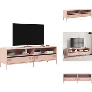 vidaXL Tv-meubel - Tv-meubelen - Tv Kast - Opbergkast - Tv-meubel 135x39x43,5 cm koudgewalst staal roze