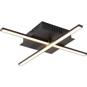 QAZQA cruz - Moderne Dimbare LED Plafondlamp met Dimmer - 1 lichts - L 38 cm - Zwart - Woonkamer | Slaapkamer | Keuken