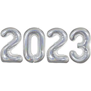 Ballon Cijfer 2023 Oud En Nieuw Versiering Nieuw Jaar Feest Artikelen Happy New Year Ballonnen Glitter Zilver – XL