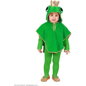 Widmann - De Prinses en de Kikker Kostuum - Jonge Kikkerprins Met Kroon Kind Kostuum - Groen - Maat 110 - Carnavalskleding - Verkleedkleding