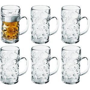 Bierpullen/bierglazen - 6x - halve liter/50 cl/500 ml - onbreekbaar kunststof - 0,5 liter pullen - Bierfeest/Oktoberfest pul