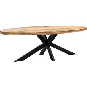 Sfeerwonen en Zo® Ovale tafel met spinpoot - 240 cm - mango hout