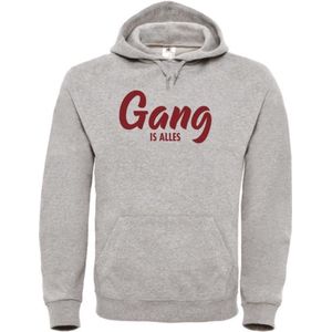 Wintersport hoodie grijs L - Gang is alles - Bordeaux rood - soBAD. | Foute apres ski outfit | kleding | verkleedkleren | wintersporttruien | wintersport dames en heren