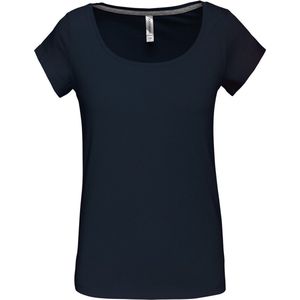 T-shirt Dames M Kariban Boothals Korte mouw Navy 90% Katoen, 10% Viscose