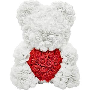 Luxe Rozenbeer - Wit - 40 CM - Rose Bear - Rose Teddy - Valentijn - Moederdag - Rozen Teddy Beer