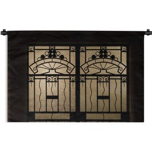 Wandkleed Art Deco architectuur - Deur met ijzerwerk in Art Deco-stijl Wandkleed katoen 180x120 cm - Wandtapijt met foto XXL / Groot formaat!