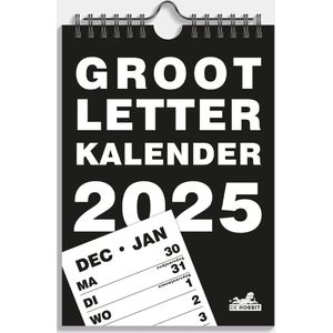 Hobbit - Grootletter kalender 2025 - Spiraalgebonden - A5 (21cm x 14,85cm) - Weekoverzicht - Zwart/Wit