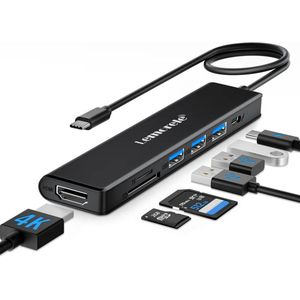 Lemorele TC70L - 7 in 1 USB C Hub - HDMI 4K@30Hz - 100W PD Opladen - USB 3.0 / USB 2.0 / SD TF Kaartlezer - Multiport Adapter voor MacBook, Chromebook, Windows en meer