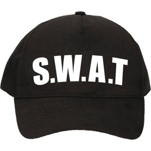 2x stuks zwarte SWAT team politie agent verkleed pet / baseball cap voor jongens en meisjes - verkleedhoofddeksel