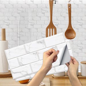 6 Stuks Witte Marmer Tegels Stickers - Minimalistisch Scandinavisch Design - Slaapkamer Decoratie