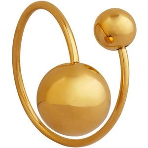 Dubbele Bal Statement Ring voor Vrouwen Meisjes - Rvs Ronde Ballen Open Wrap Vingerringen - Verstelbare Comfort Fit - Geometrische Unieke Xtmas Verjaardagsfeestje Sieraden Geschenken - Mode toegevoegd