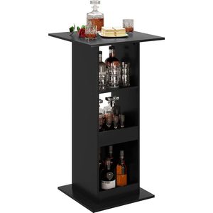 Rootz Bartafel met Planken - Eettafel - Opbergkast - Ruimtebesparend - Massief houtmateriaal - 60cm x 60cm x 112cm - Licht eiken + wit