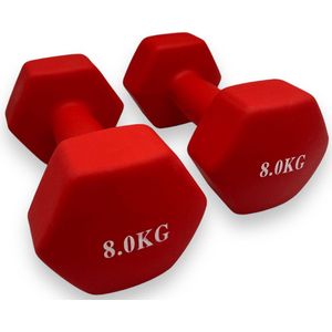 Padisport - Dumbells 8 Kg - Halter - Gewichten Set Halters - Gewichten 8 Kg - Rood - Gewichten - Dumbells - Halters - Gewichtjes 8 Kg