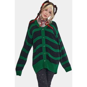 Jawbreaker - Green Striped Oversized Lange cardigan - L - Groen