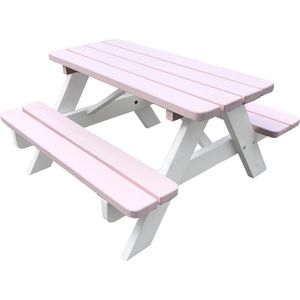 SenS-Line - Kindertafel Minnie Roze/Wit - Picknicktafel Voor buiten - L 90 x B 90 x H 55 cm - FSC 100 % Grenenhout