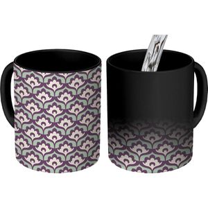 Magische Mok - Foto op Warmte Mokken - Koffiemok - Patroon - Retro - Bloemen - Magic Mok - Beker - 350 ML - Theemok