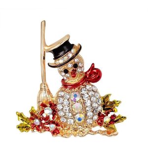 Kerstbroche Sneeuwpop - Broche Sneeuwman met Stras - Kerst Sieraad Bling Bling