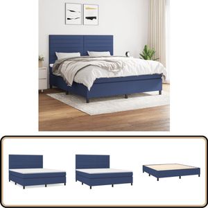 vidaXL Boxspring - Stof - Blauw - 160x200 cm Boxspringbed - Slaapcomfort - Boxsprings - Tweepersoonsbed - Slaapkamerinrichting