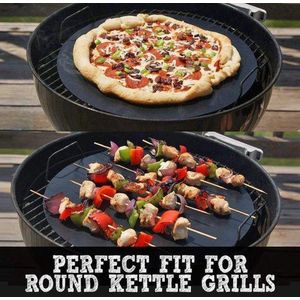 AANBIEDING - 2 Stuks Ronde BBQ matje - Grillmat teflon - Antikleef grill - Ovenbeschermer - Barbecue herbruikbaar matten - BBQ mat - Anti aanbak mat - Rubberen mat - Rubber matje - Barbecue mat - Barbecue accessoires - Vlees mat - Herbruikbare mat