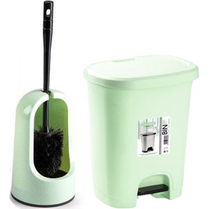 Forte Plastics - WC-/toiletborstel - lichtgroen - pedaalemmer 8L
