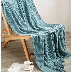 Kleed Meres - Plaid - Warm - Sprei - Deken - Blauw - 127 * 172 cm - Franjes