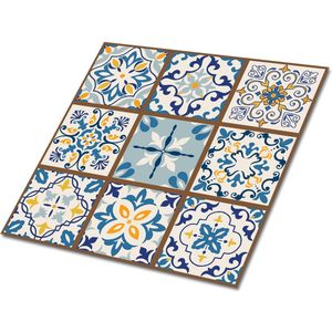 Tulup PVC Tegels - Arabisch Lappendeken Vinyl Tegels - 30 cm x 30 cm - Veelkleurig Zelfklevende Vinyl Tegels - 9 stuks - Vinyl Tegels Zelfklevend - Mozaïek Plaktegels - Vinyl Wandtegels - Plaktegels keuken en Badkamer