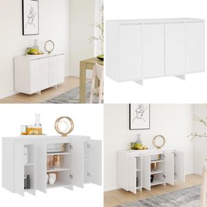vidaXL Dressoir 120x41x75 cm bewerkt hout wit - Dressoir - Dressoirs - Opbergkast - Buffetkast