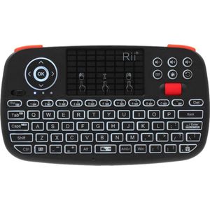 Rii i4 Bluetooth en 2.4GHz Mini Wireless Keyboard met Touchpad Mouse Combo, LED Backlit, Rechargable Li-ion Battery